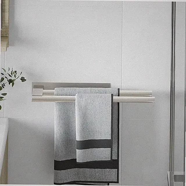Handtuchhalter silber 40x9x4cm Edelstahl gebürstet Wandmontage schmal 5kg Bad