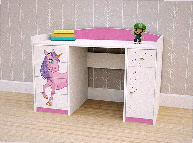 Happy Babies Schreibtisch für Kinderzimmer 125x89x60 weiß Rosa Büro
