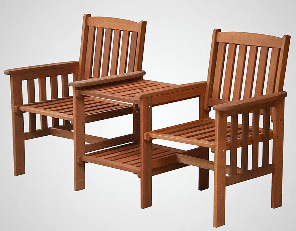 Hartholz Gartenbank 2-Sitzbank mit Tisch Merantiholz Holz MEMPHIS Tete-a-Tete