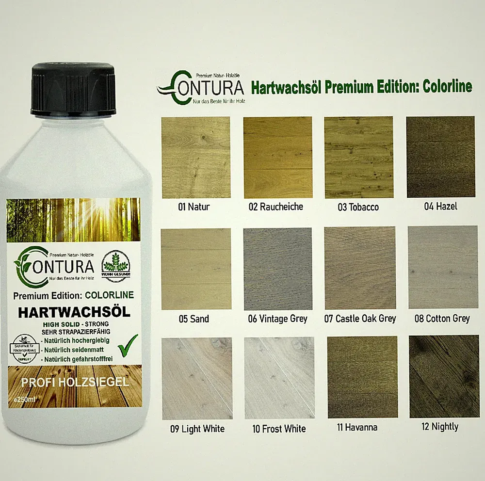Hartwachsöl Wachs 12 Farben Coloröl Parkettöl Holzöl Möbelöl Hartöl farbig weiß