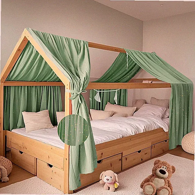 Hausbett Himmel Mit Gold Applikation 2 Stück, Handgefertigt Aus 100% Baumwoll-Mu