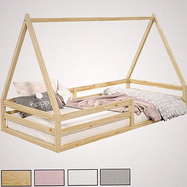 Hausbett Tipibett Kinderbett Bett Kiefer 90 x 200 Montessori