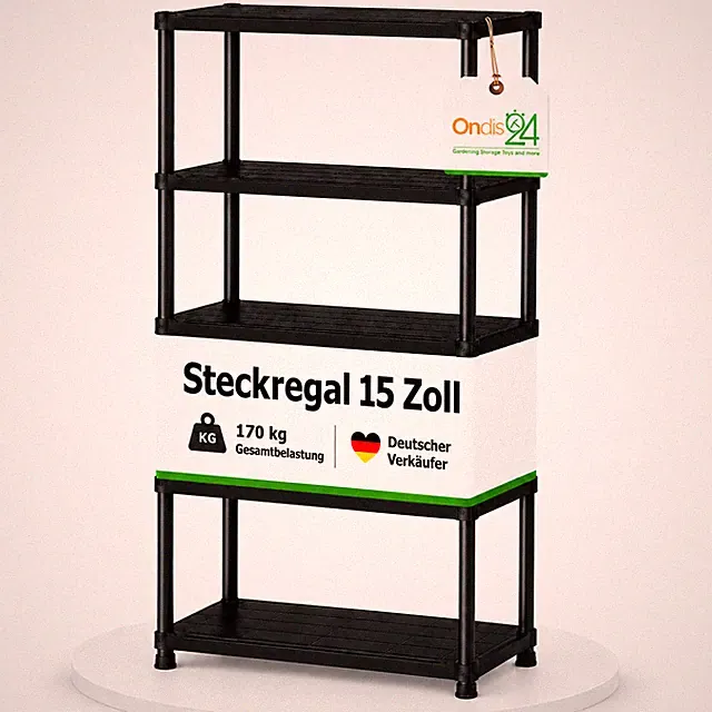 Haushaltsregal Steckregal Plastik Regal Kellerregal Campingregal Schwarz 5 Böden