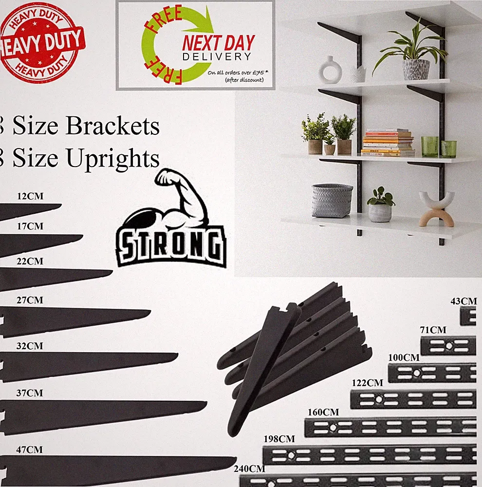 HD Twin Slot Regal SCHWARZ Wand Standhalterung verstellbar GROSSKARTONS 2er & 10er