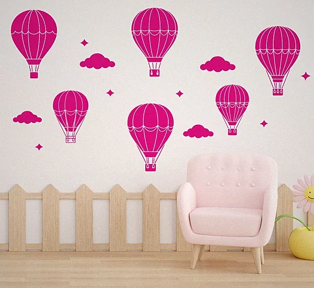 Heißluftballons Aufkleber Kinderzimmer Wohnzimmer Vinyl Aufkleber Set Wandbild