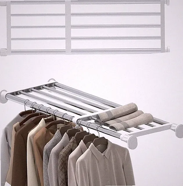 Hershii Teleskop Kleiderschrank System Schrank Kleiderstange Erweiterbar Regalte