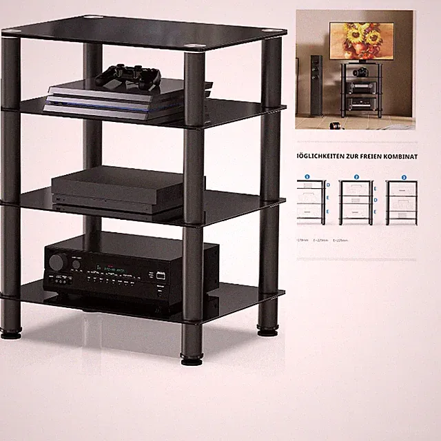 HiFi-Glasregal mit Verstellbaren Füßen und Ablagen 600x4