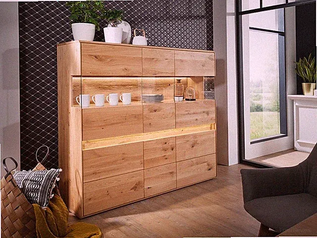 Highboard 164x152cm Massivholz Eiche Wildeiche geölt NEU OVP!!!
