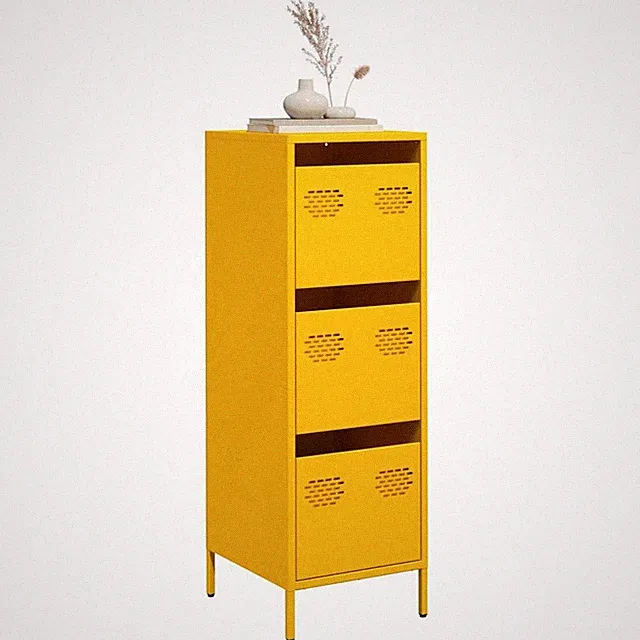 Highboard 39x35x103,5 cm Metall-Aktenschrank Kommode Sideboard Mit 3 Schubladen