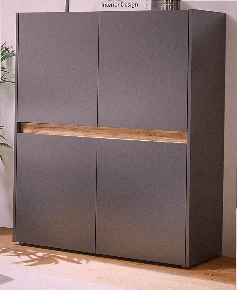 Highboard Aktenschrank Büroschrank grau Wotan Eiche 8 Fächer Büromöbel Center