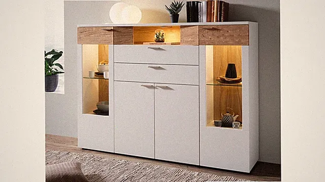 Highboard Buffet Schrank Oslo weiß matt lackiert und Asteiche hell Massivholz