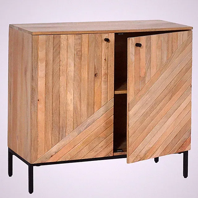 Highboard HWC-L95, Kommode Schrank Sideboard, Massiv-Holz Mango 86x90x43cm natur