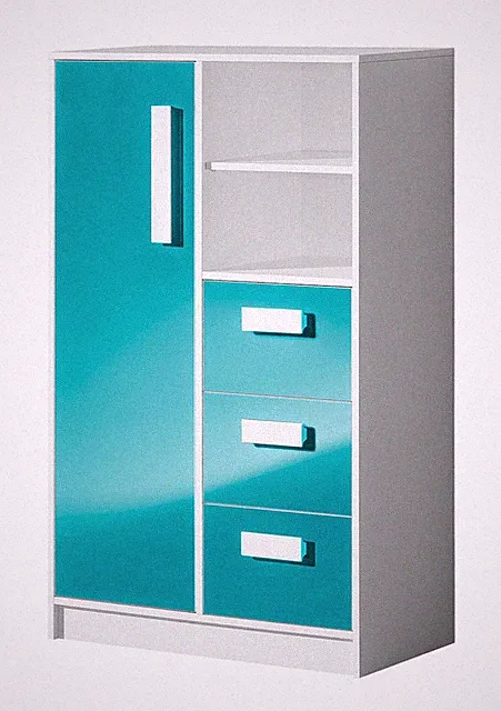 Highboard Sideboard Anrichte Kommode Schrank 80cm weiß / Hochglanz (GU-10)