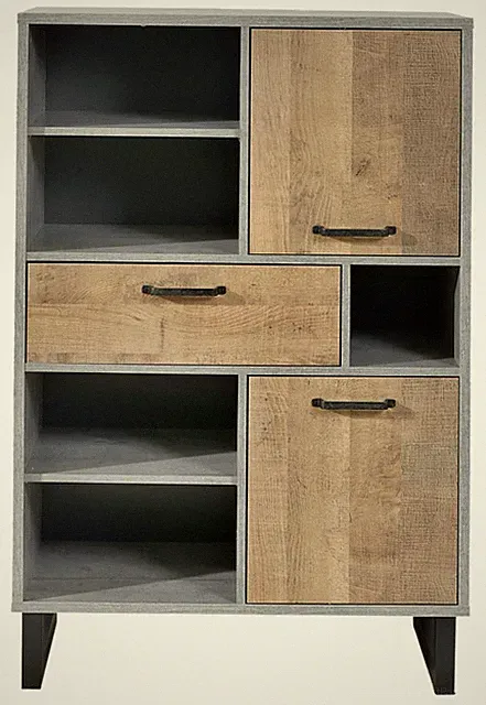 Highboard Vitrine Kommode Sideboard Eiche rustikal 90 x 134 cm