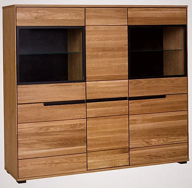 Highboard Vitrine Kommode Sideboard Eichenholz teilmassiv B 163 cm