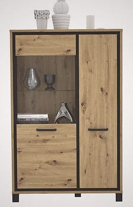 Highboardvitrine L TRONDHEIM von Forte Artisan Eiche / Schwarz Eiche