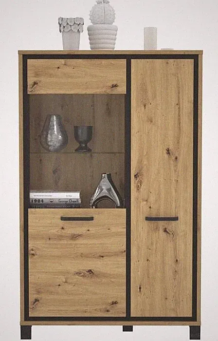 Highboardvitrine L TRONDHEIM von Forte Artisan Eiche / Schwarz Eiche