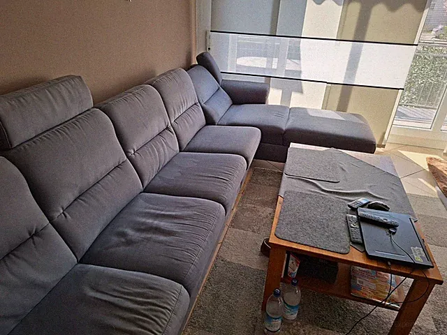 Himolla Sofa L-Form Otomane Electrisch Blau -Grau 3,60mx1,50m