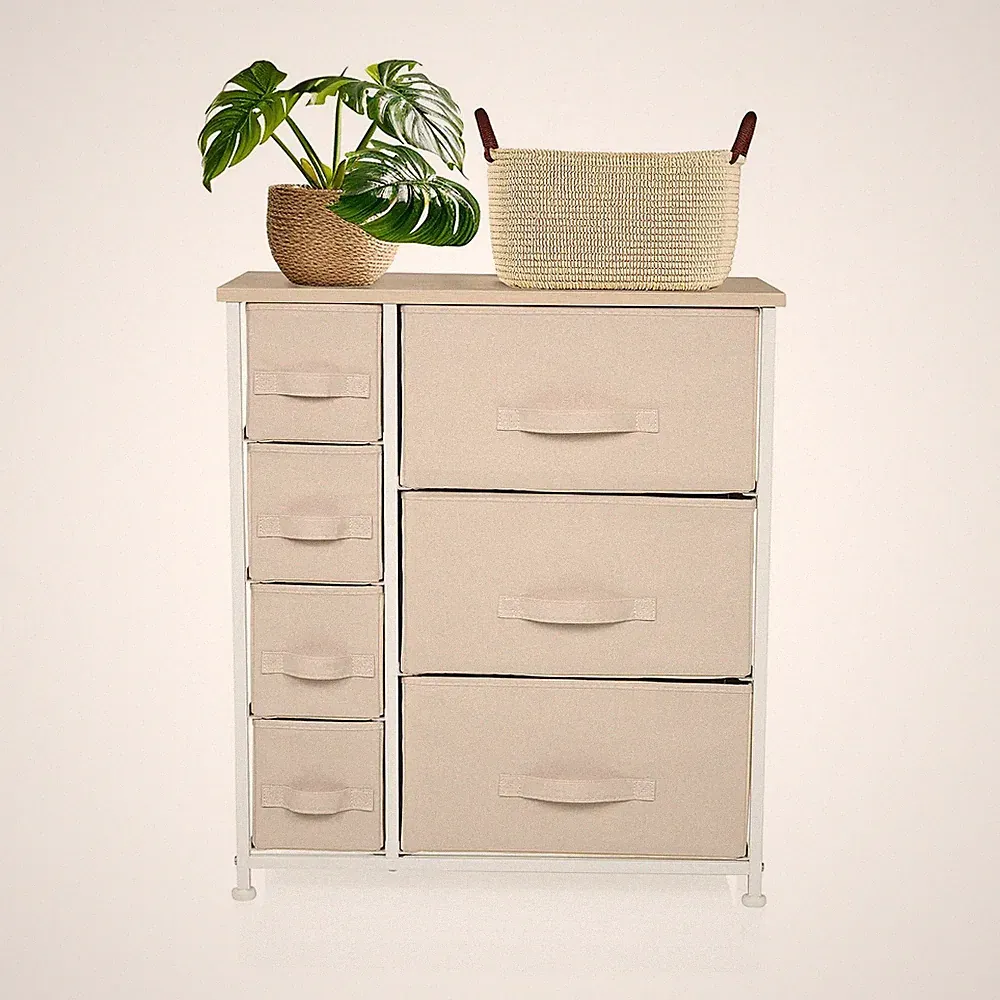hjh LIVING FOLDRESS B - Kommode Sidebaord Schubladenkommode Möbel Schrank Beige