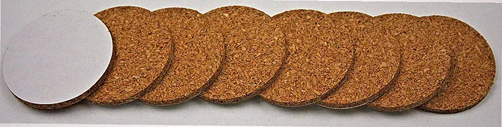 HKB ® 8 Stück Kork-Gleiter, rund ø = 40mm aus Naturkork selbstklebend -hellbraun