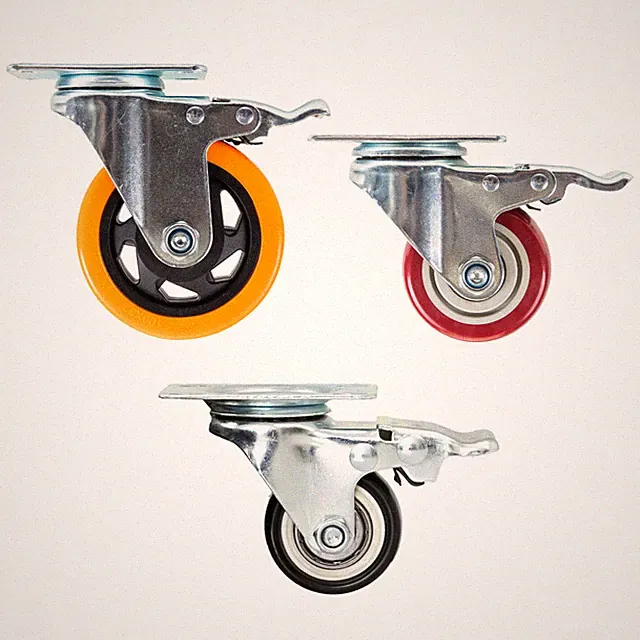 HMF Schwerlastrollen Transportrollen Möbelrollen Bremse 4er Set | 38, 75, 100 mm