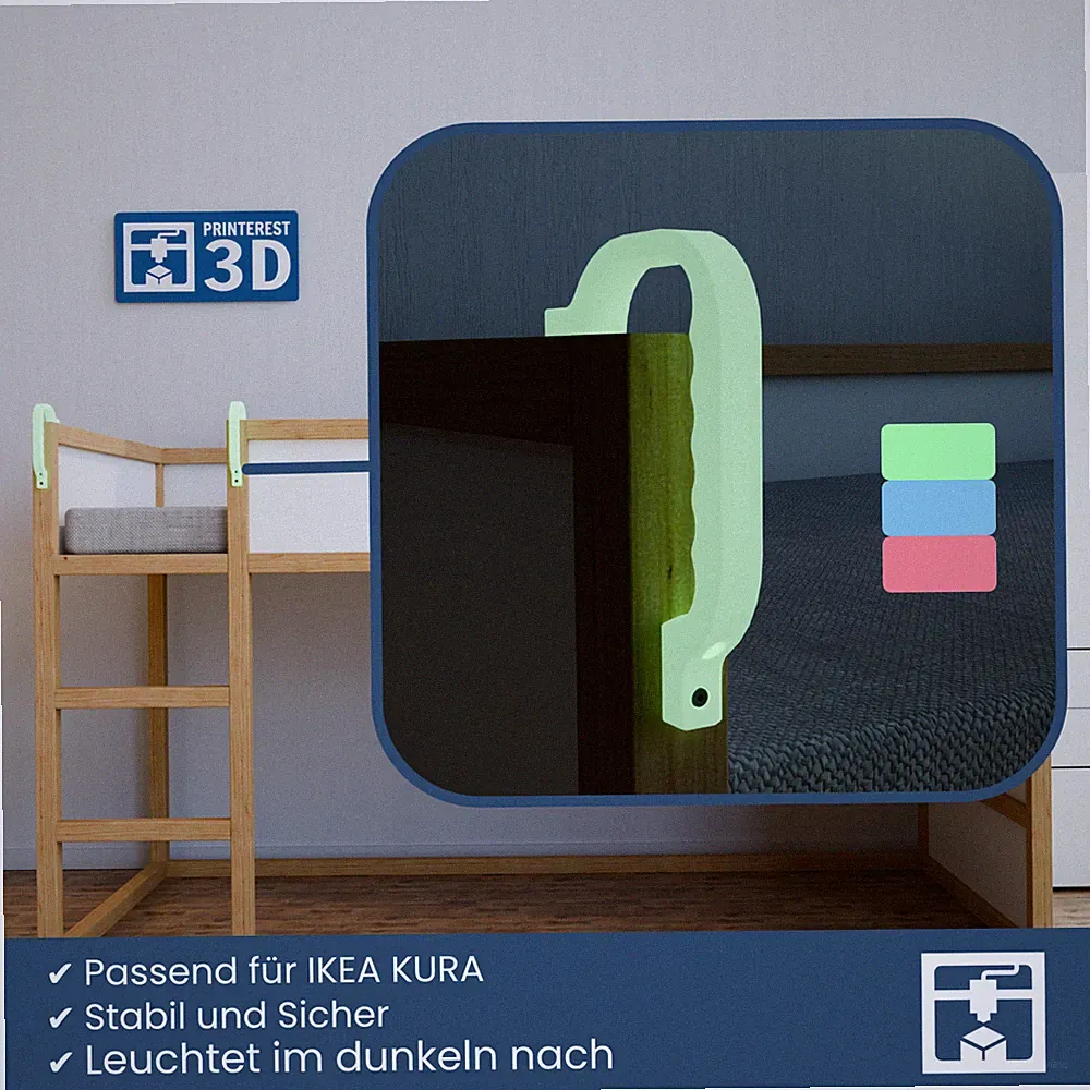 Hochbett-Griffe für IKEA KURA Hochbett - Glow-Edition (1 Stück = 1 Set)