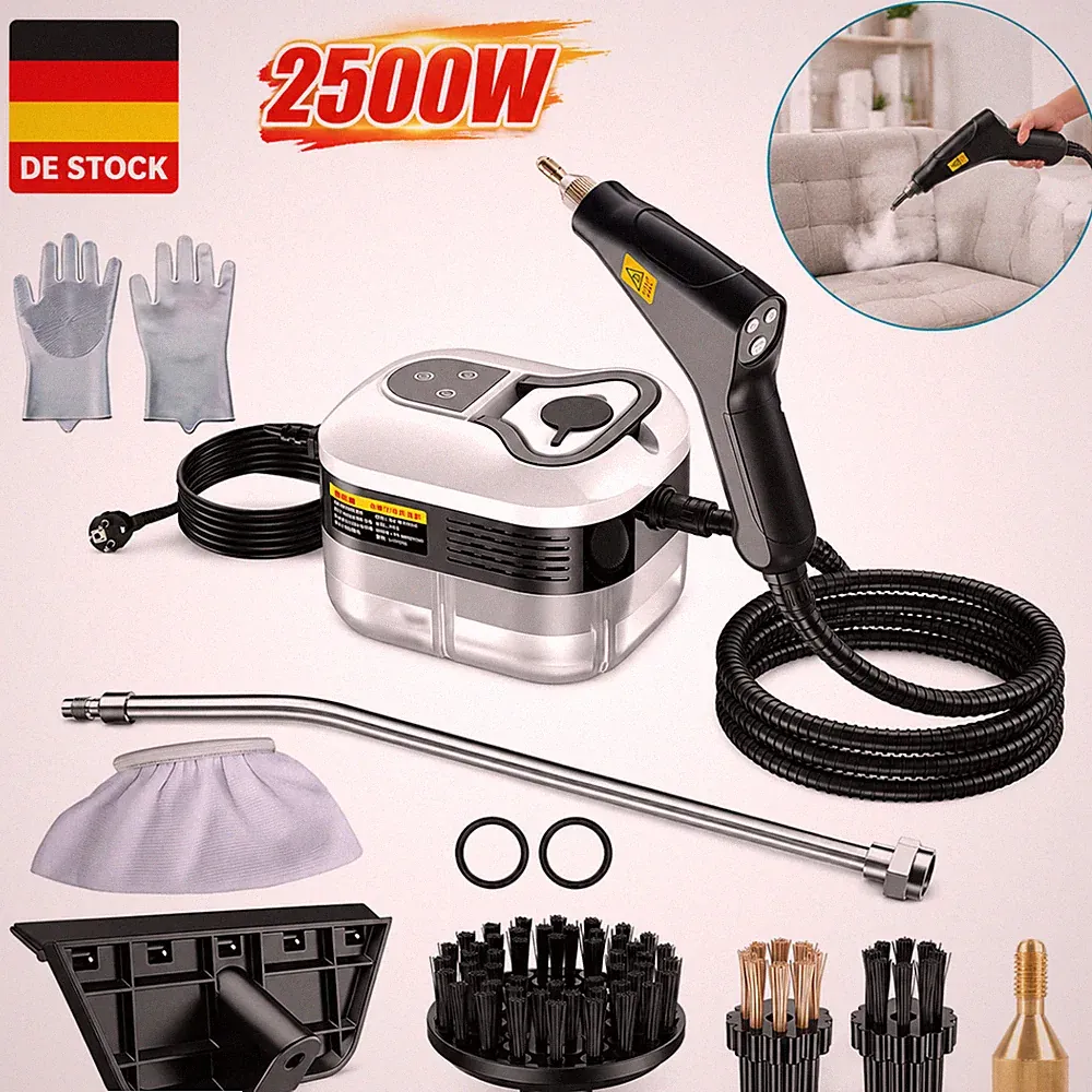 Hochdruck Dampfreiniger Handgerät 2500W 6-stufig Einstellbar Tragbar Möbel Gänge