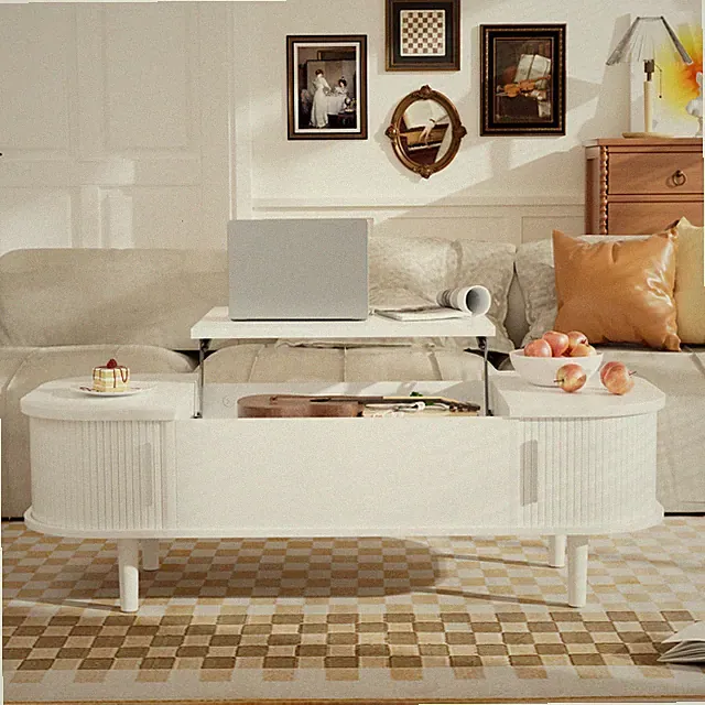 Hochklappbarer Couchtisch mit Stauraum, kompakter Tisch für Wohnzimmer & Büro