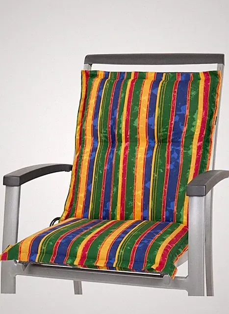 Hochlehner-Sitzauflage gestreift mehrfarbig mit Schnürbändern 50x52cm