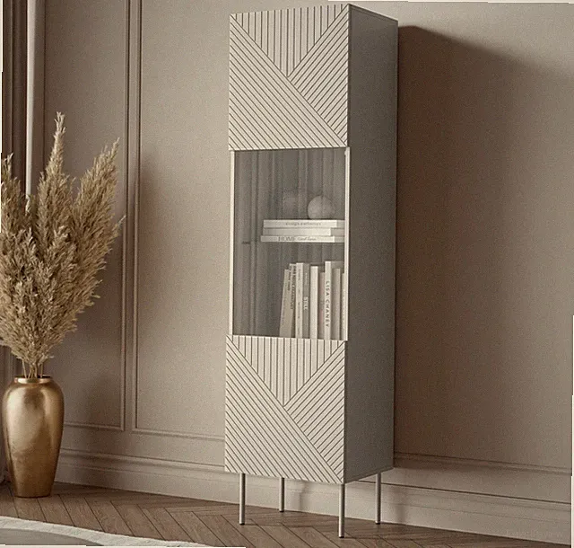 Hochvitrine Abercja Cashmere 51 Highboard Wohnzimmer Vitrinenschrank M24