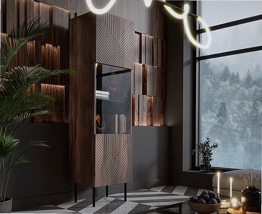 Hochvitrine Art Deco 51 Wohnzimmer Standvitrine Schrank Kollektion Highboard M2