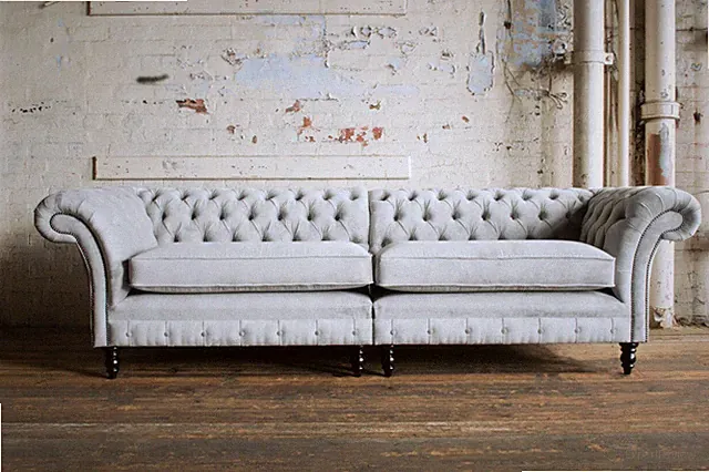 Hochwertige Chesterfield Polster Couch Textil Sofa günstig Microfaser Sofas Neu