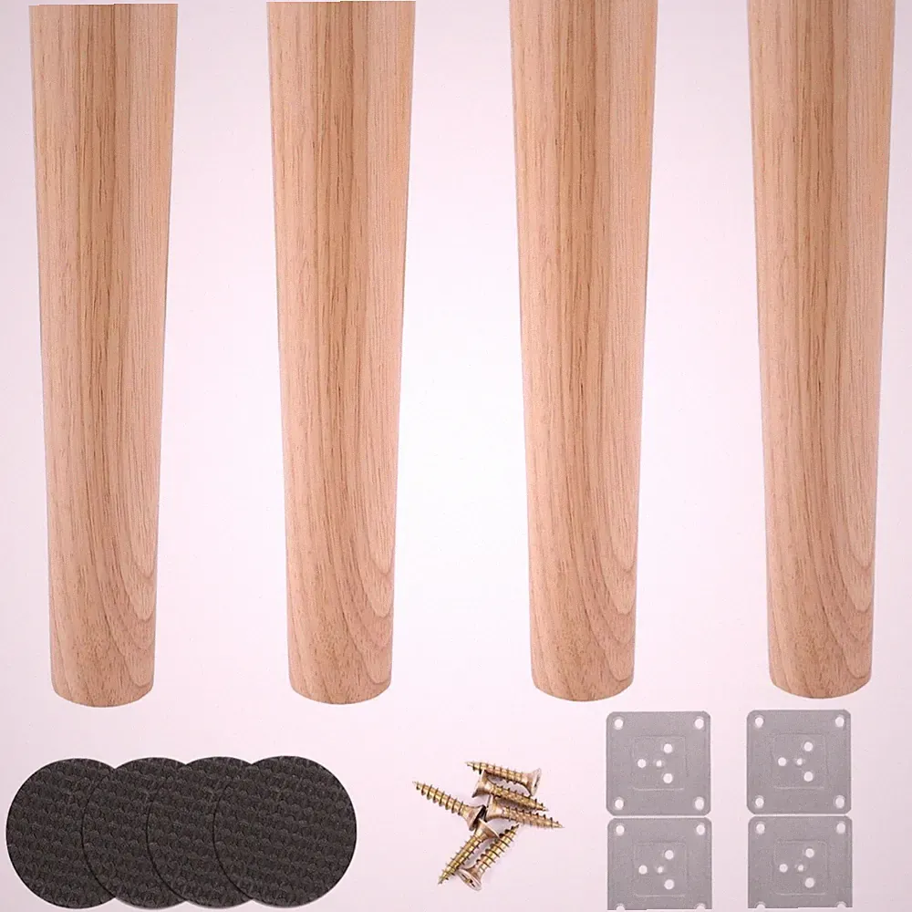 Hochwertige Möbelfüße Holz 25cm Eiche - 4er Pack