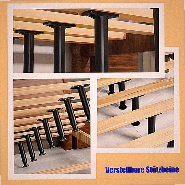 Hochwertiger Stahlbettträger Stützfuß mit XS verstellbarem Kunststoff Möbelfuß