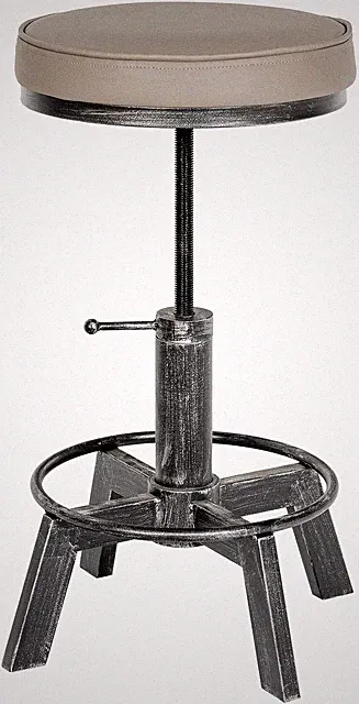 Hocker Destin Kunstleder Metall Sitzhocker Rund Polsterhocker Höhenverstellbar