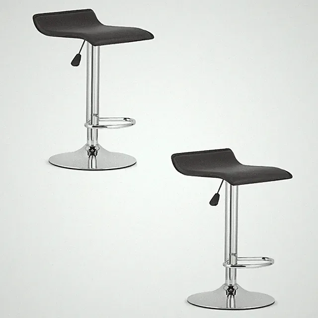 Hocker FORT - Kunstleder schwarz / Chrom-Gestell x 2