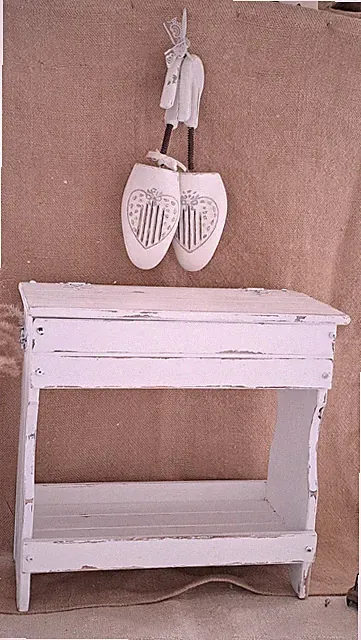 Hocker Kiste Holz mit Klappdeckel shabby chic weiß