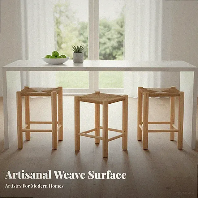 Hocker mit geflochtener Platte Rückenfrei Design Esszimmer Sitz Bohemian Design für Küche