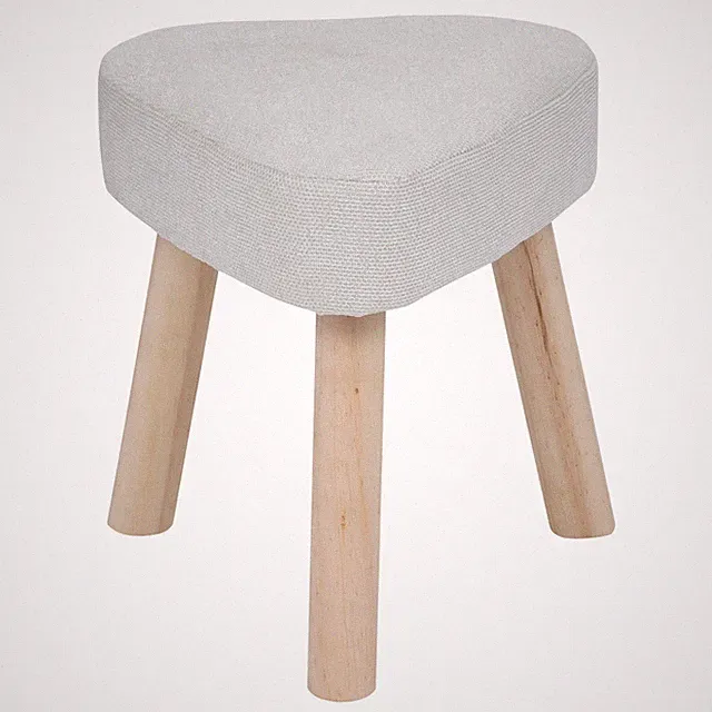 Hocker Sitzhocker gepolstert 32x32x36 cm elfenbein Holzbeine Schlafzimmer Boho