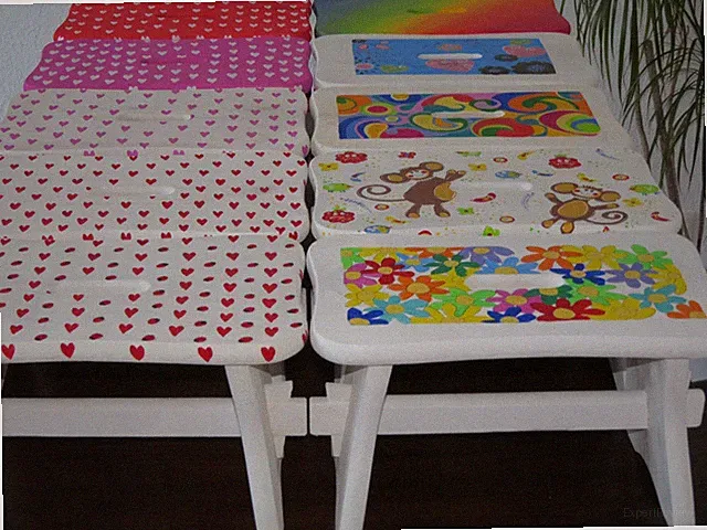 Hocker Sitzhocker Tritthocker Fußhocker Holzbank Fußbank Holz handbemalt groß