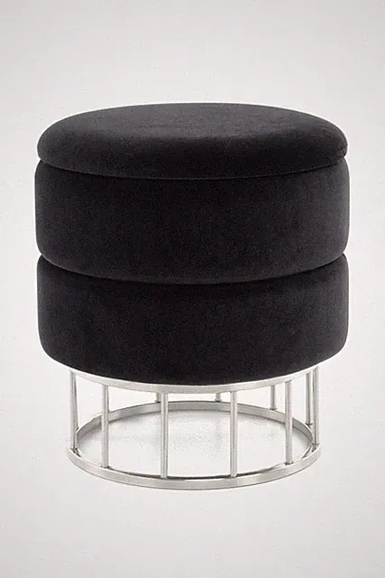 Hocker Stauraum Pouf gold modern Sitz Polster trend design Samt glamour silber