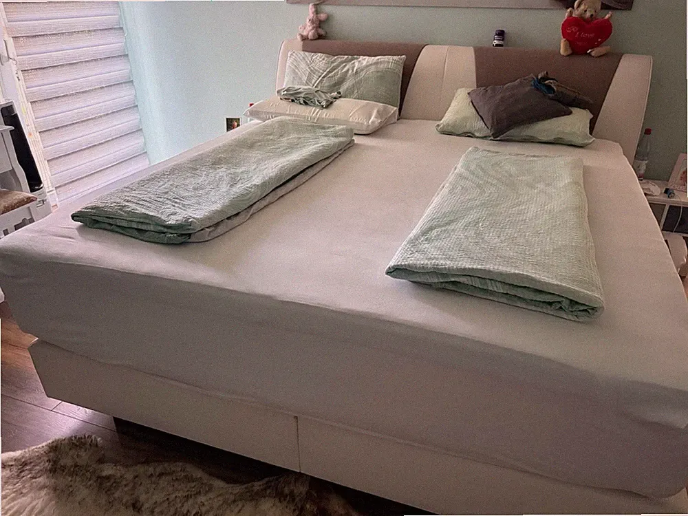 Höffner Pro Spring 5 Boxspringbett 200x200 Beige/Braun Taschenfederkern H3