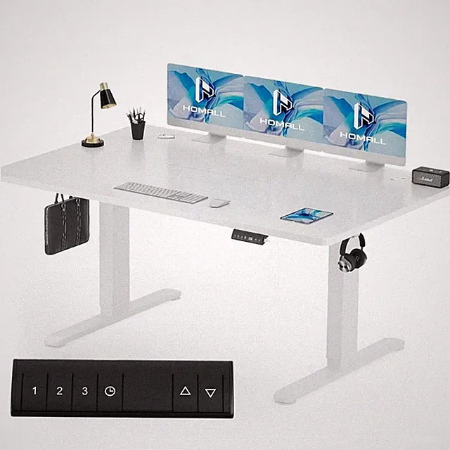 Höhenverstellbarer Computertisch Schreibtisch Elektrisch 180x80cm Weiß
