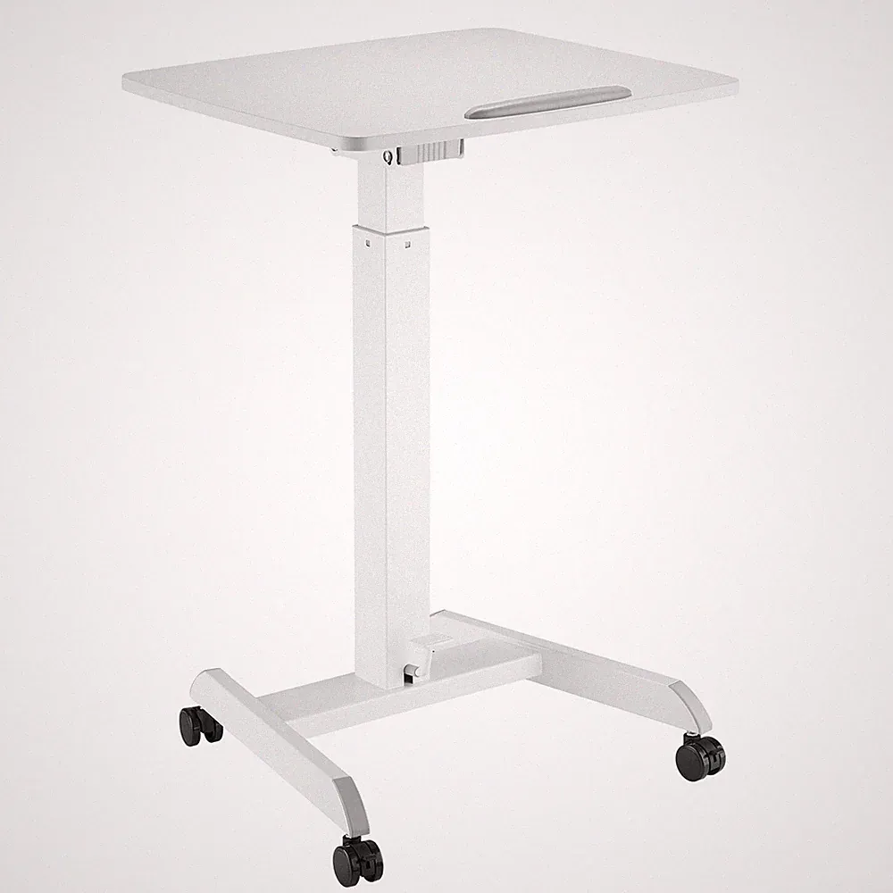Höhenverstellbarer Laptoptisch mit Rollen Sitz-steh-Schreibtisch Gasfeder Weiß