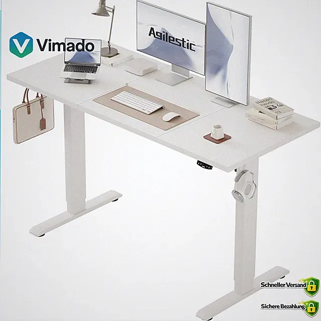 Höhenverstellbarer Schreibtisch 120x60 cm Bürotisch Arbeitsplatz Möbel
