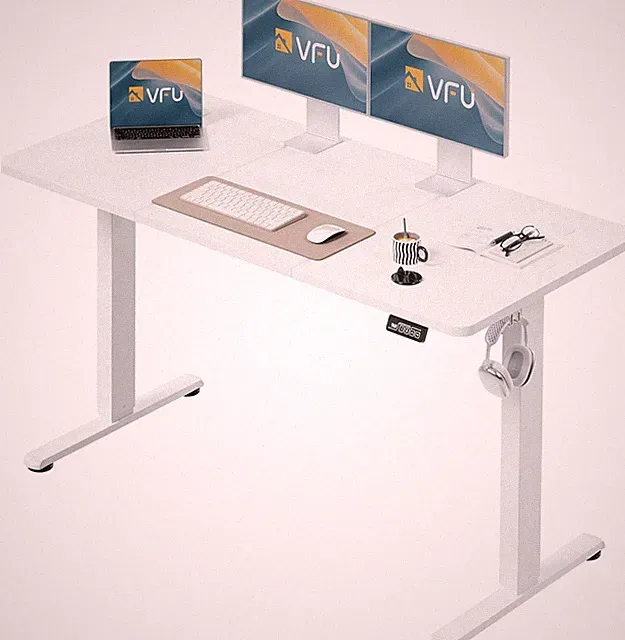 Höhenverstellbarer Schreibtisch 140 x 60 cm Elektrisch Weiß