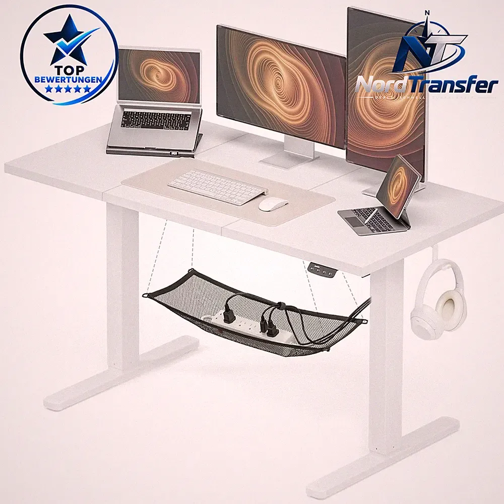 Höhenverstellbarer Schreibtisch 140x60 cm Elektrisch mit Memory Funktion Weiß
