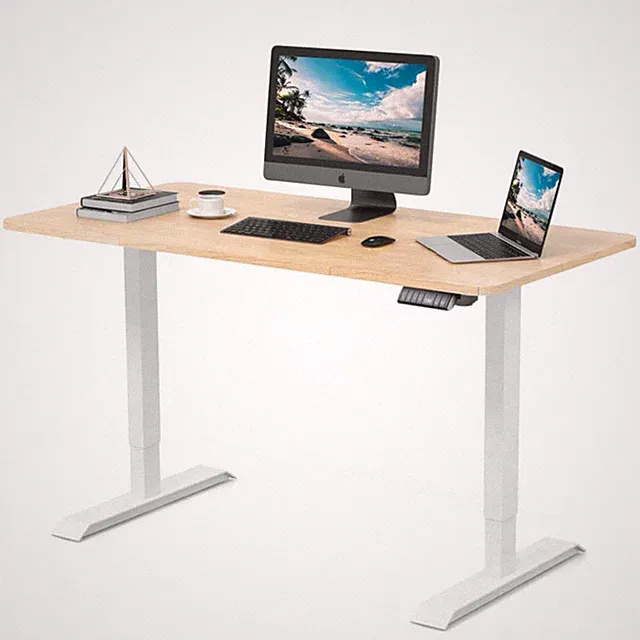 Höhenverstellbarer Schreibtisch Elektrisch 140X70 cm USB A 4 speicherbare Höhen