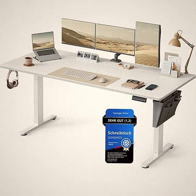 Höhenverstellbarer Schreibtisch elektrisch, 180 x 80 cm, stufenlos verstellba...