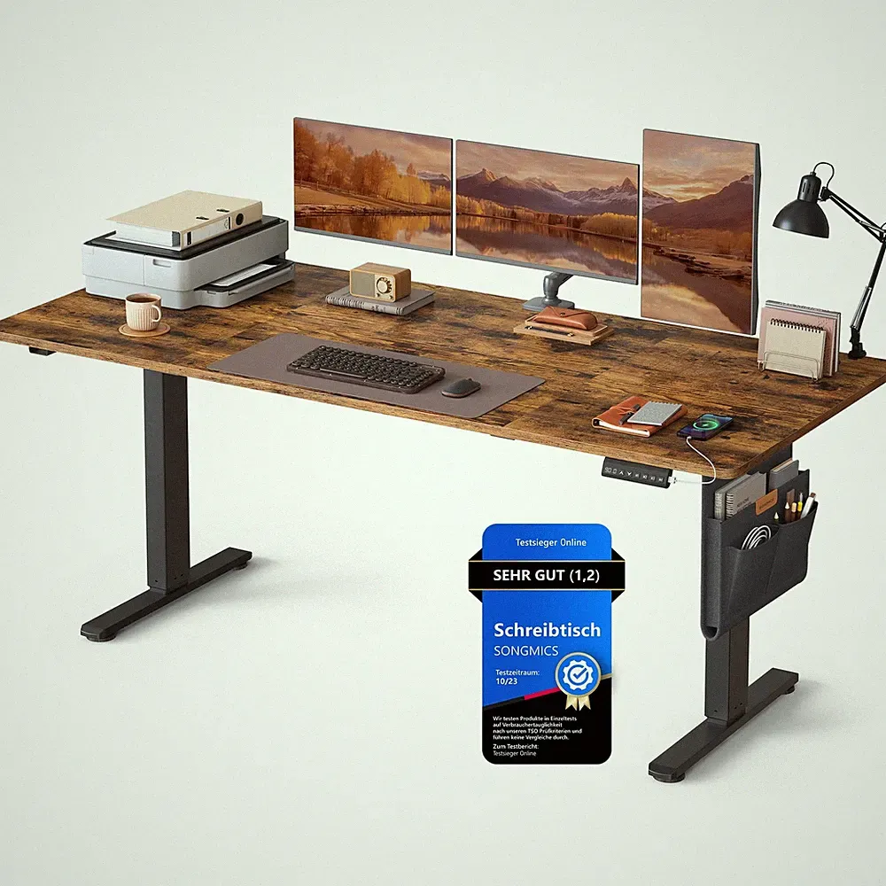 Höhenverstellbarer Schreibtisch elektrisch, 180 x 80 cm, stufenlos verstellba...